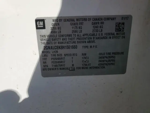 2017 CHEVROLET EQUINOX LT  