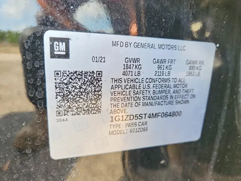 2021 CHEVROLET MALIBU LT  