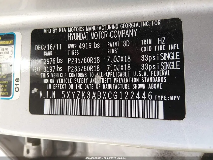 2012 HYUNDAI SANTA FE LIMITED