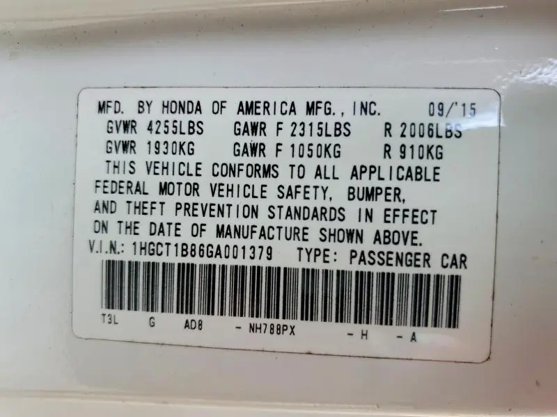 2016 HONDA ACCORD EXL  