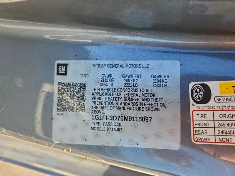 2021 CHEVROLET CAMARO LZ  