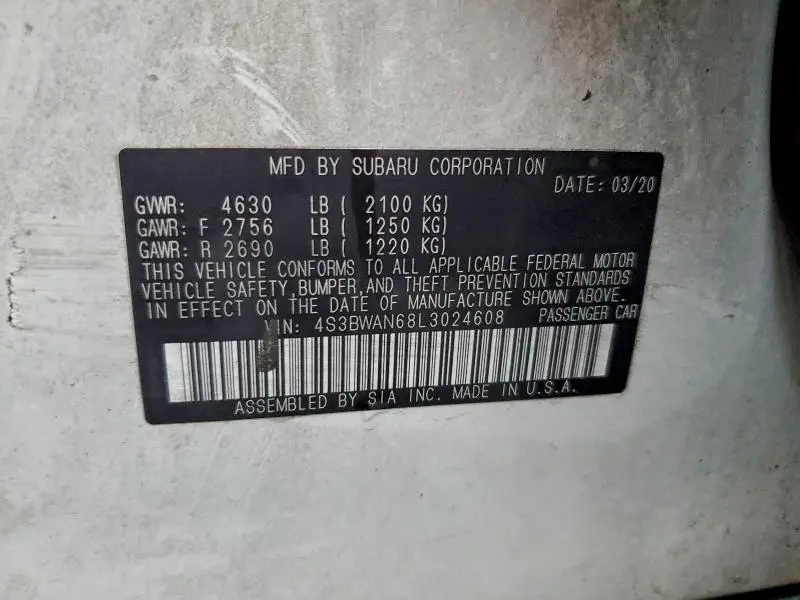 2020 SUBARU LEGACY LIMITED  