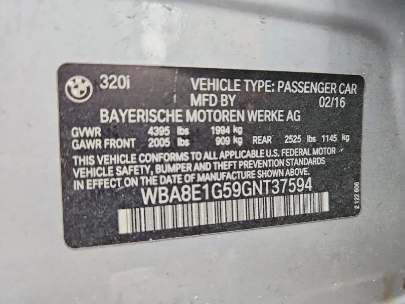 2016 BMW 320 I  