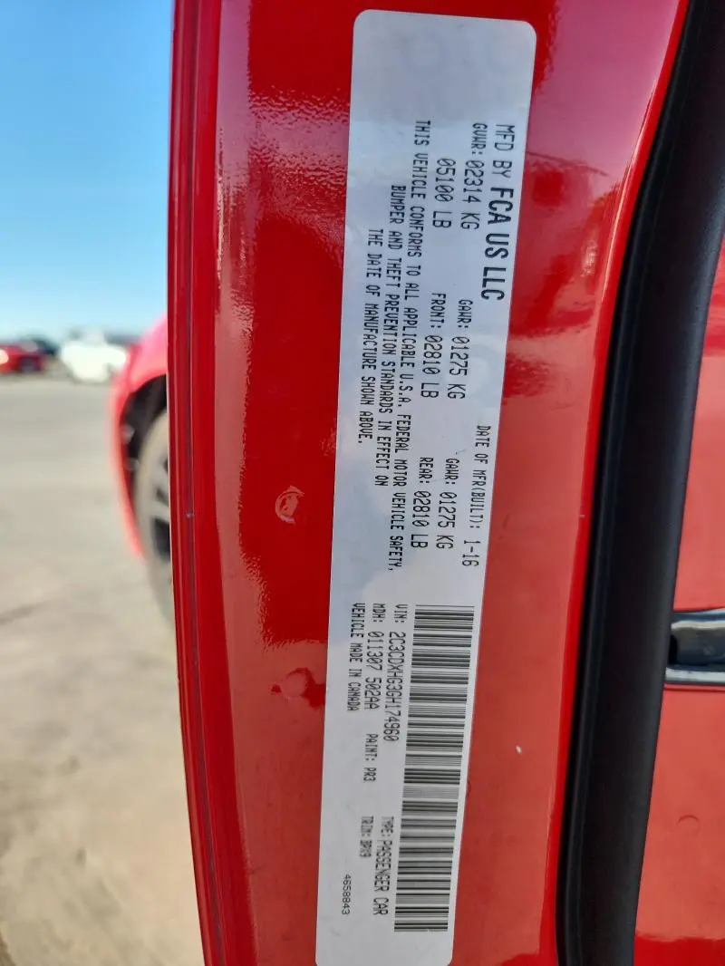 2016 DODGE CHARGER SXT  