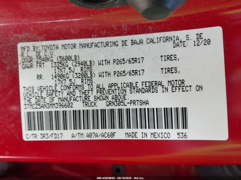 2021 TOYOTA TACOMA TRD SPORT