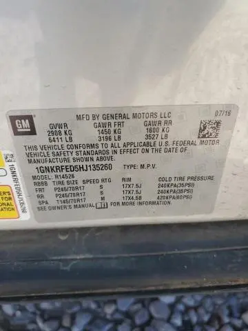 2017 CHEVROLET TRAVERSE LS  