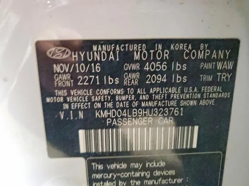 2017 HYUNDAI ELANTRA SPORT  