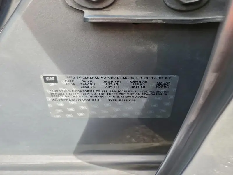 2017 CHEVROLET CRUZE LT  