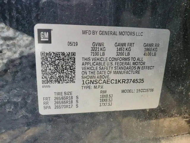 2019 CHEVROLET TAHOE C1500 LS  