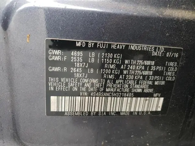 2017 SUBARU OUTBACK 2.5I LIMITED  