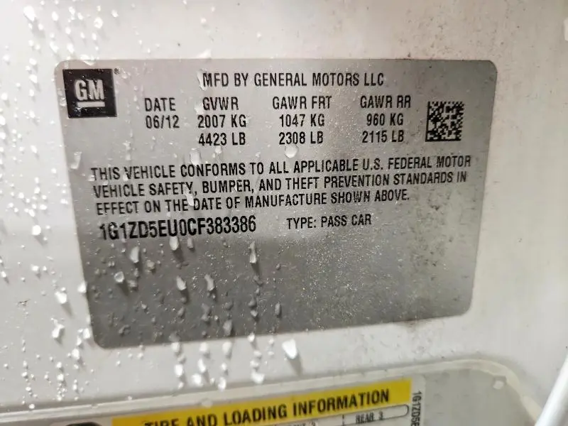 2012 CHEVROLET MALIBU 2LT  