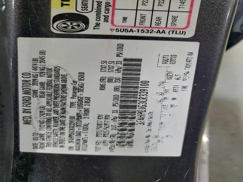 2012 FORD FUSION SEL  