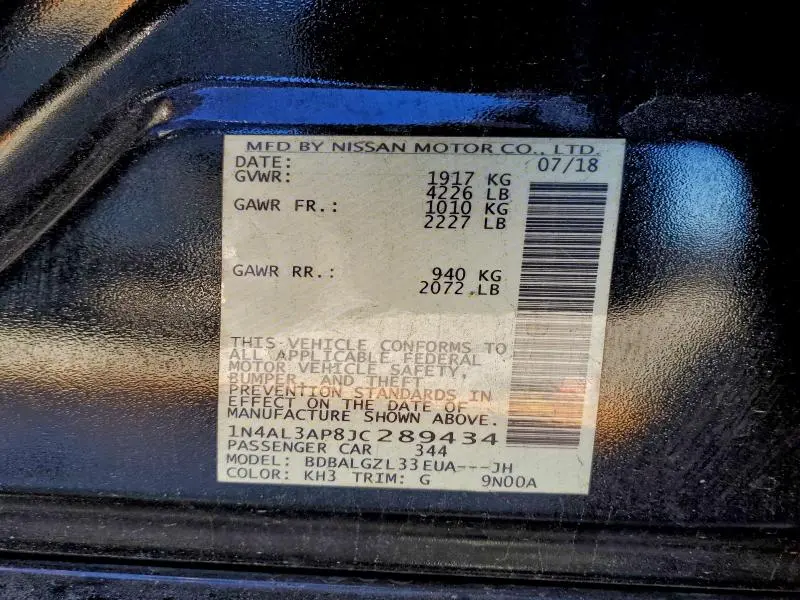 2018 NISSAN ALTIMA 2.5  