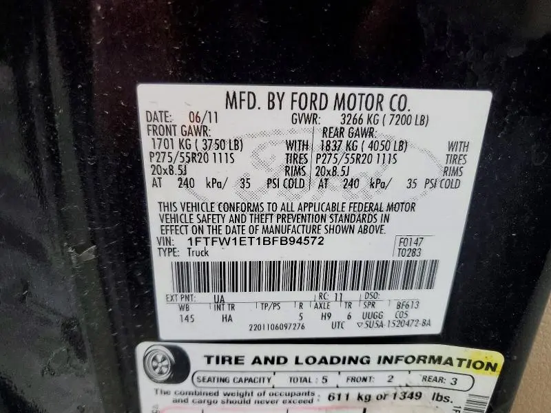 2011 FORD F150 SUPERCREW  