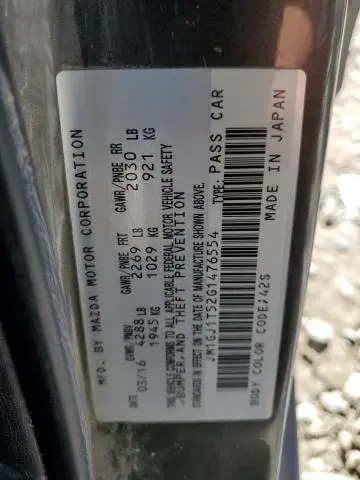 2016 MAZDA 6 TOURING  