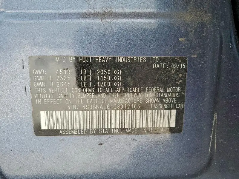 2016 SUBARU LEGACY 2.5I LIMITED  