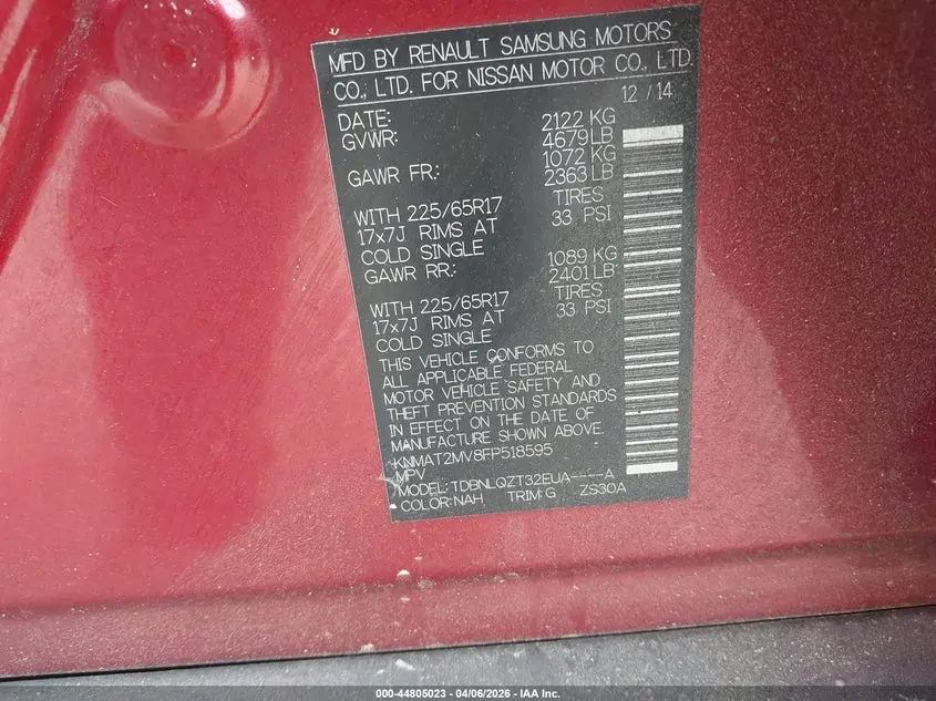 2015 NISSAN ROGUE SV