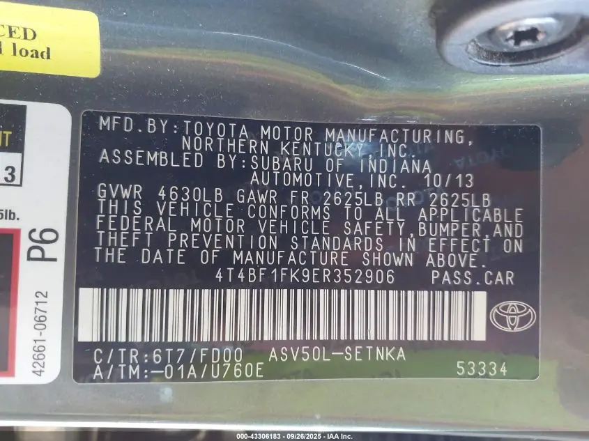 2014 TOYOTA CAMRY LE