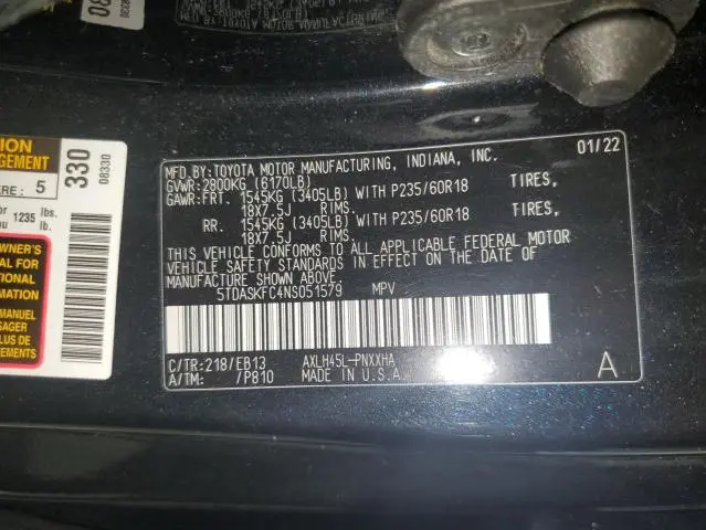 2022 TOYOTA SIENNA XLE