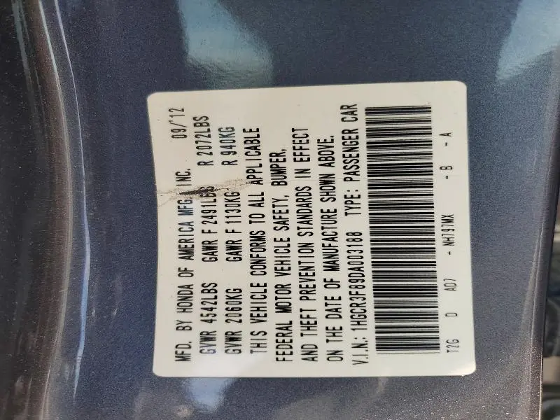 2013 HONDA ACCORD EXL  