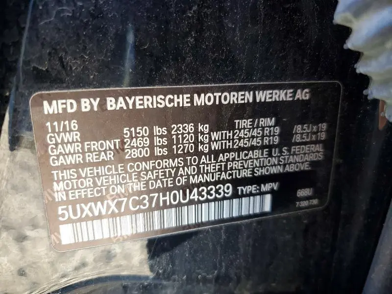 2017 BMW X3 XDRIVE35I  