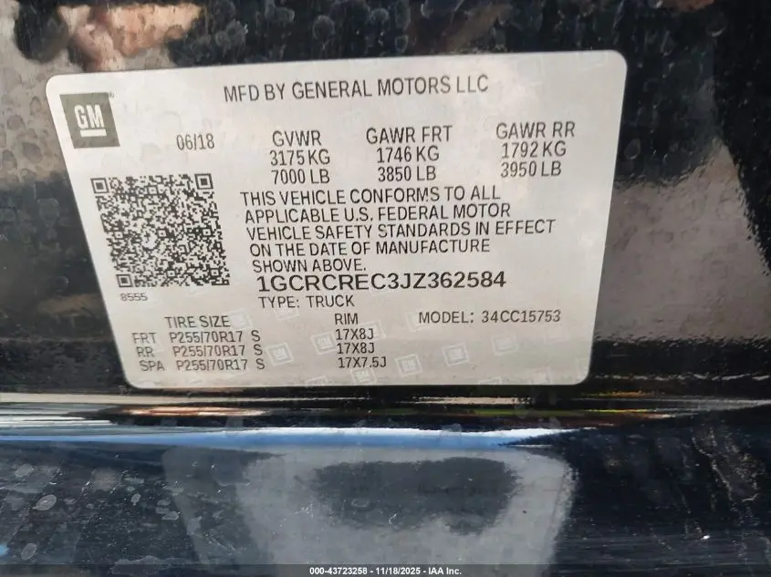 2018 CHEVROLET SILVERADO 1500 1LT