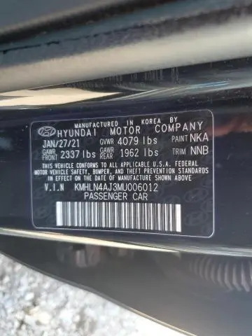 2021 HYUNDAI ELANTRA LIMITED  