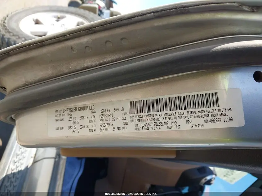 2011 JEEP WRANGLER SAHARA