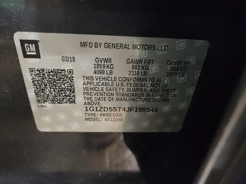 2018 CHEVROLET MALIBU LT  