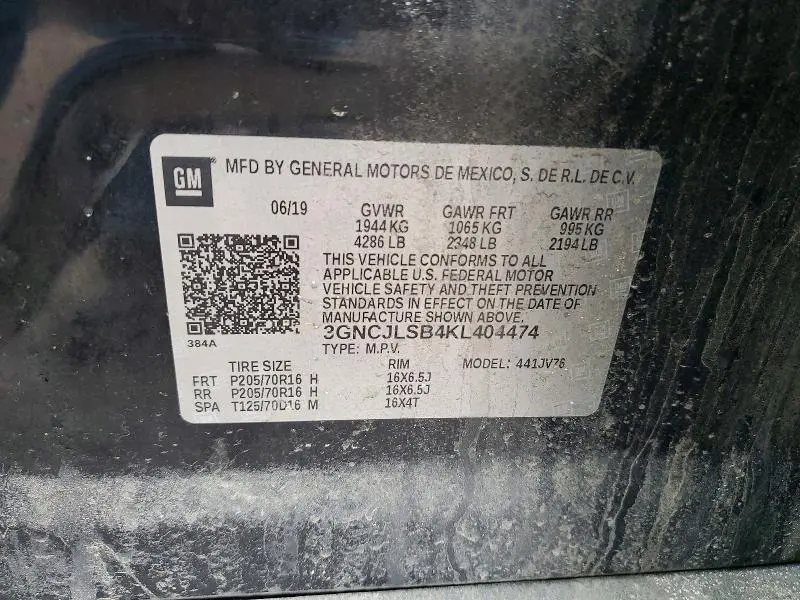 2019 CHEVROLET TRAX 1LT  