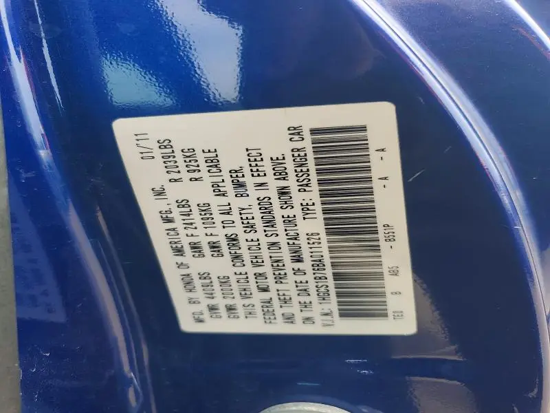 2011 HONDA ACCORD EX  
