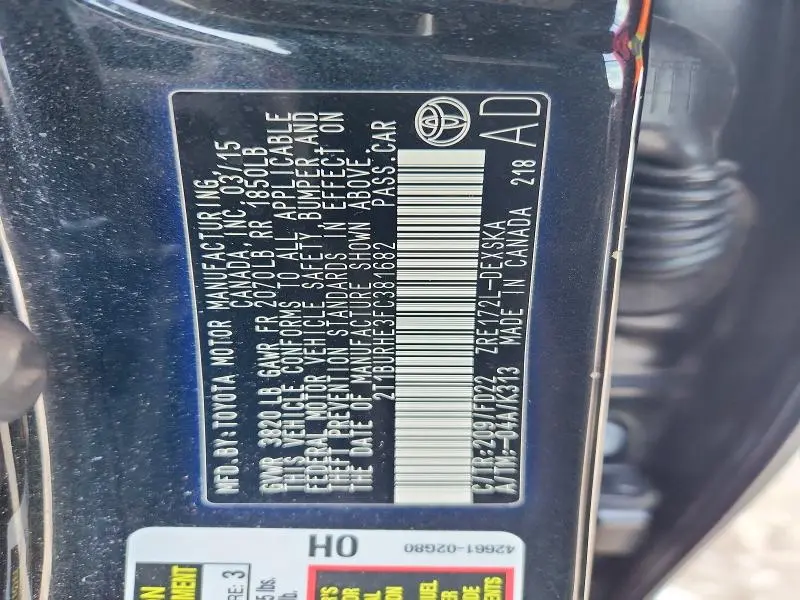 2015 TOYOTA COROLLA S PLUS  
