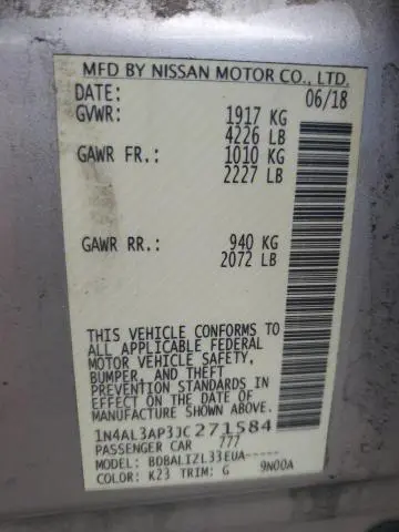 2018 NISSAN ALTIMA 2.5  