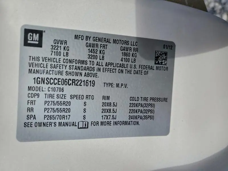 2012 CHEVROLET TAHOE C1500 LTZ  