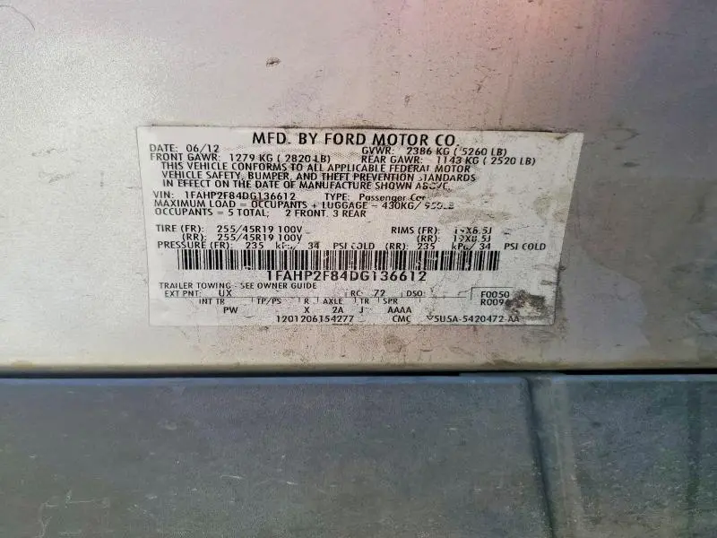 2013 FORD TAURUS LIMITED  