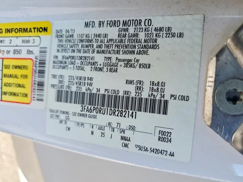 2013 FORD FUSION TITANIUM HEV  