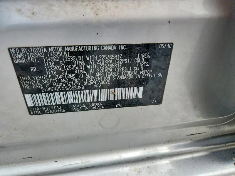 2010 TOYOTA RAV4 BASE  