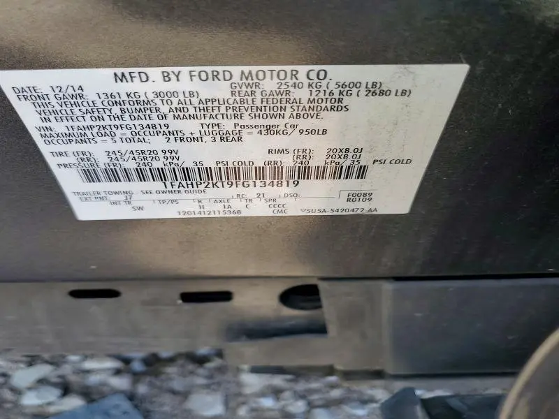 2015 FORD TAURUS SHO  