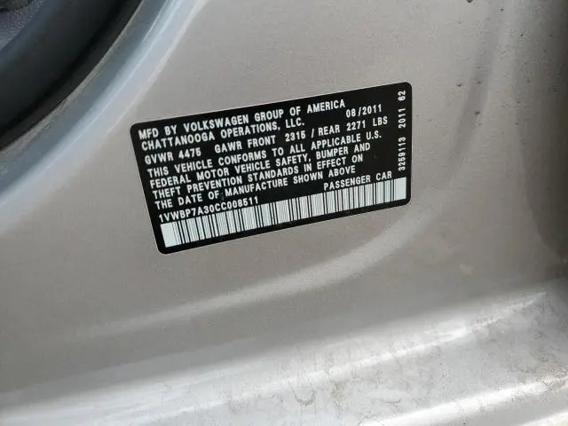 2012 VOLKSWAGEN PASSAT SE  