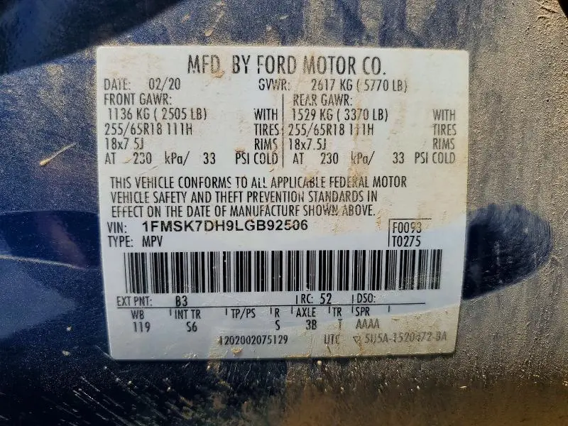 2020 FORD EXPLORER XLT  