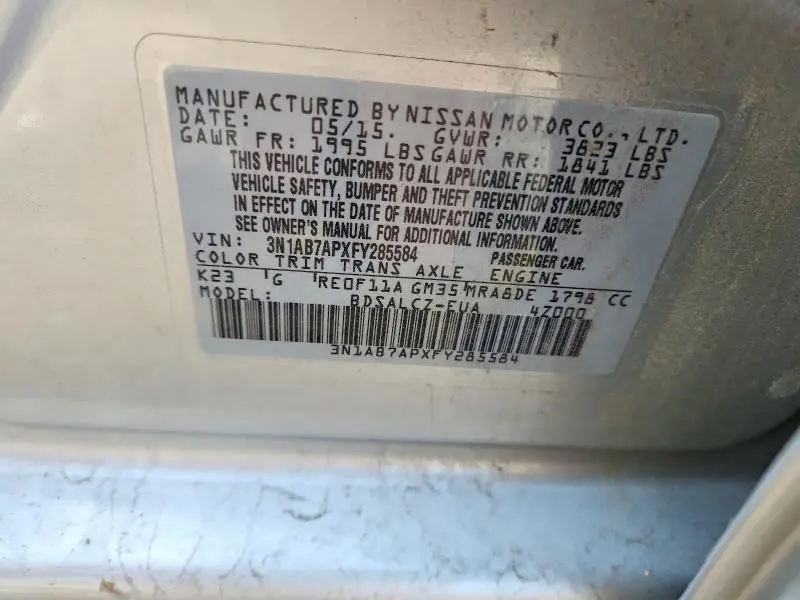 2015 NISSAN SENTRA S  