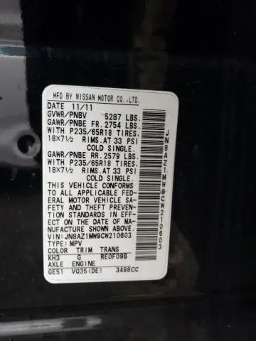 2012 NISSAN MURANO S  