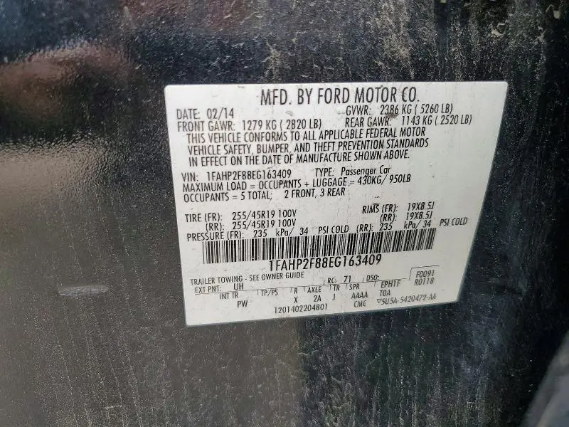 2014 FORD TAURUS LIMITED  