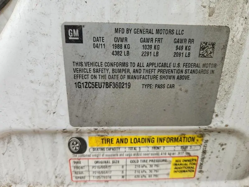 2011 CHEVROLET MALIBU 1LT  