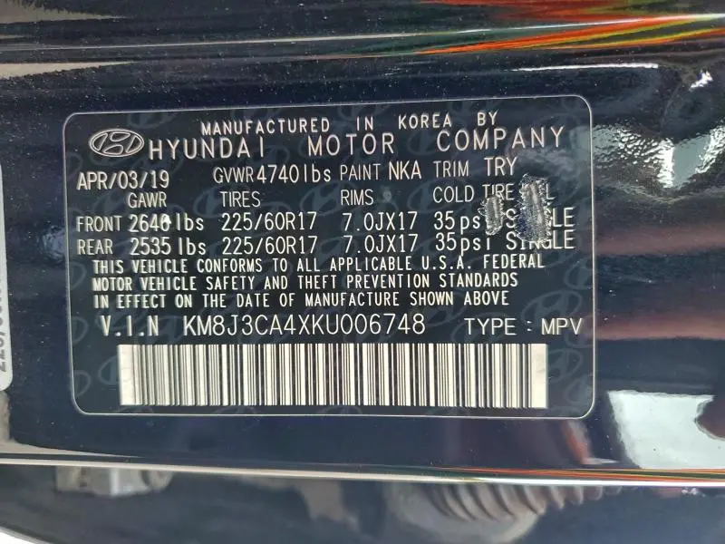 2019 HYUNDAI TUCSON LIMITED  