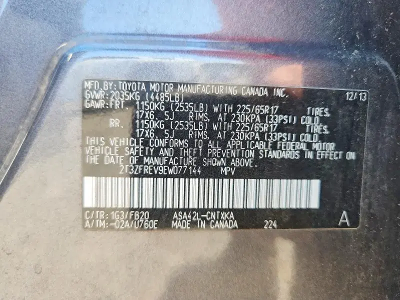 2014 TOYOTA RAV4 LE  