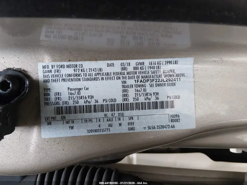 2018 FORD FOCUS SE