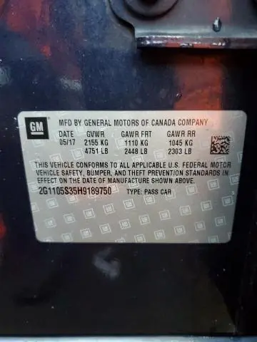 2017 CHEVROLET IMPALA LT  