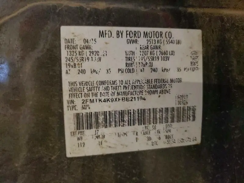 2015 FORD EDGE TITANIUM  