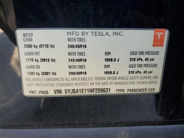 2017 TESLA MODEL S   